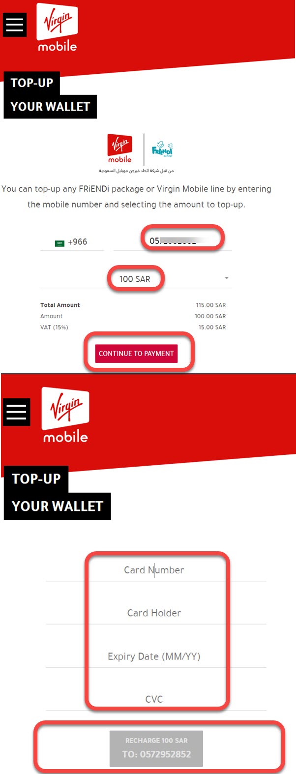 Recharge Virgin Mobile Online in Saudi Arabia